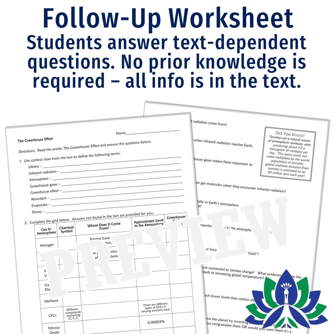 Greenhouse Effect Reading And Worksheet Flying Colors Science Greenhouse Effect Reading And Worksheet Flying Colors Science