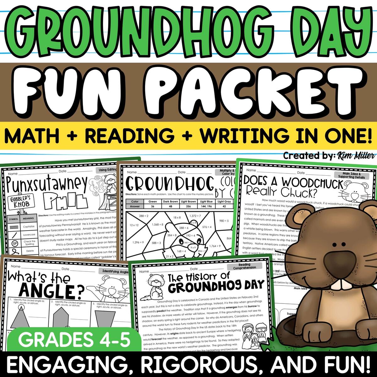 Groundhog Day Activities Math Reading Comprehension Writing No Prep Worksheets A Love Of Teaching Kim Miller