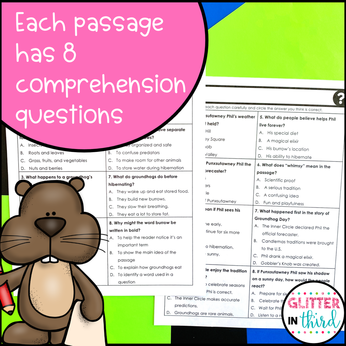 Groundhog Day Reading Comprehension Passages Groundhog Day Activities Made By Teachers