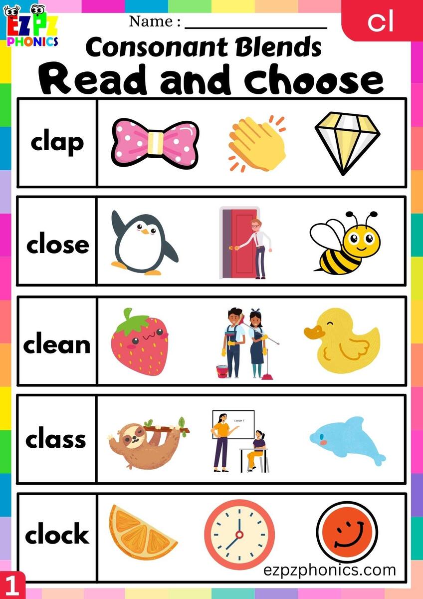 Group1 CL Words Read And Choose Phonics Consonant Blends Worksheet Ezpzphonics Group1 CL Words Read And Choose Phonics Consonant Blends Worksheet Ezpzphonics