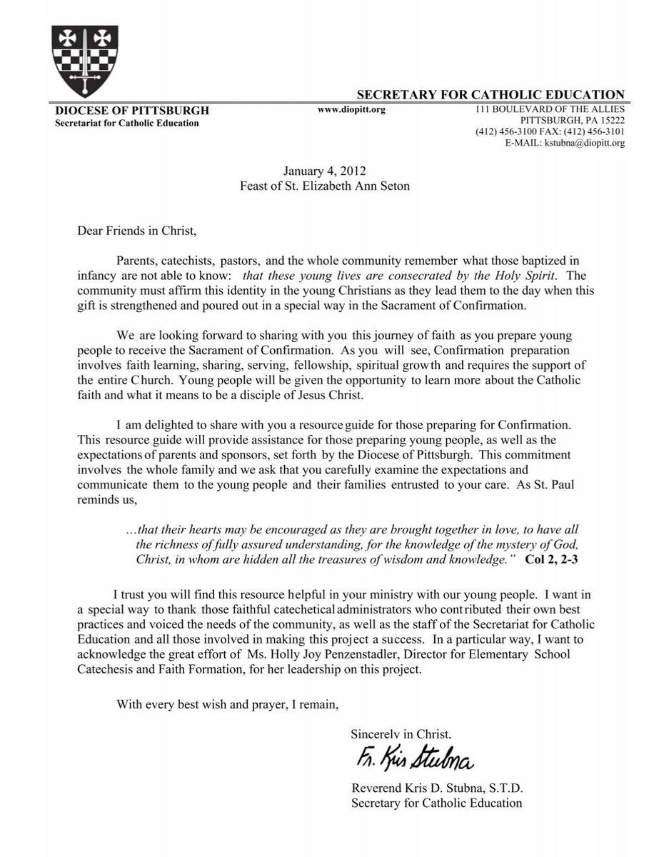 Guidebook For Confirmation Diocese Of Pittsburgh Guidebook For Confirmation Diocese Of Pittsburgh