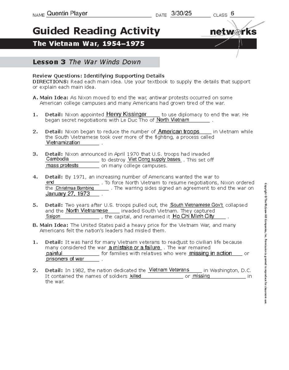 Guided Reading Activity Postwar America 1945 1960 Lesson 1 Analysis Studocu Mr E S World Geography Page October 2018