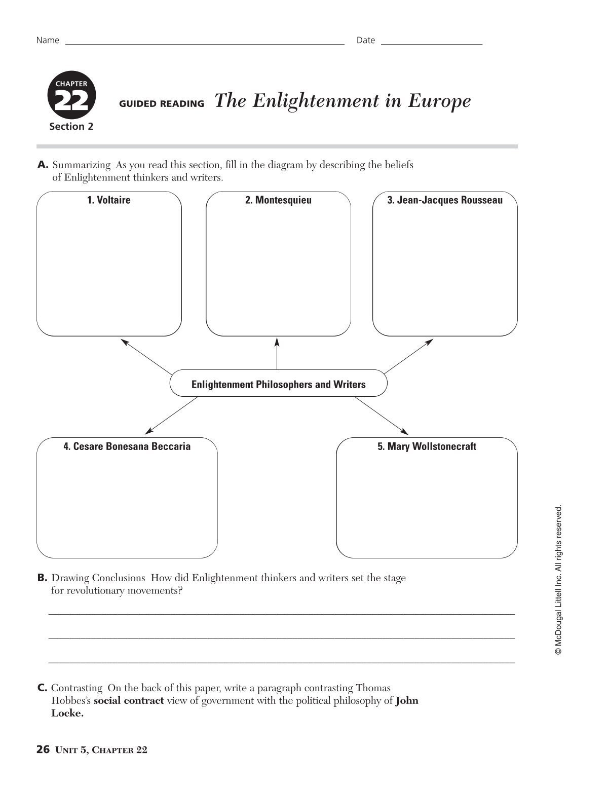 GUIDED READING The Enlightenment In Europe GUIDED READING The Enlightenment In Europe