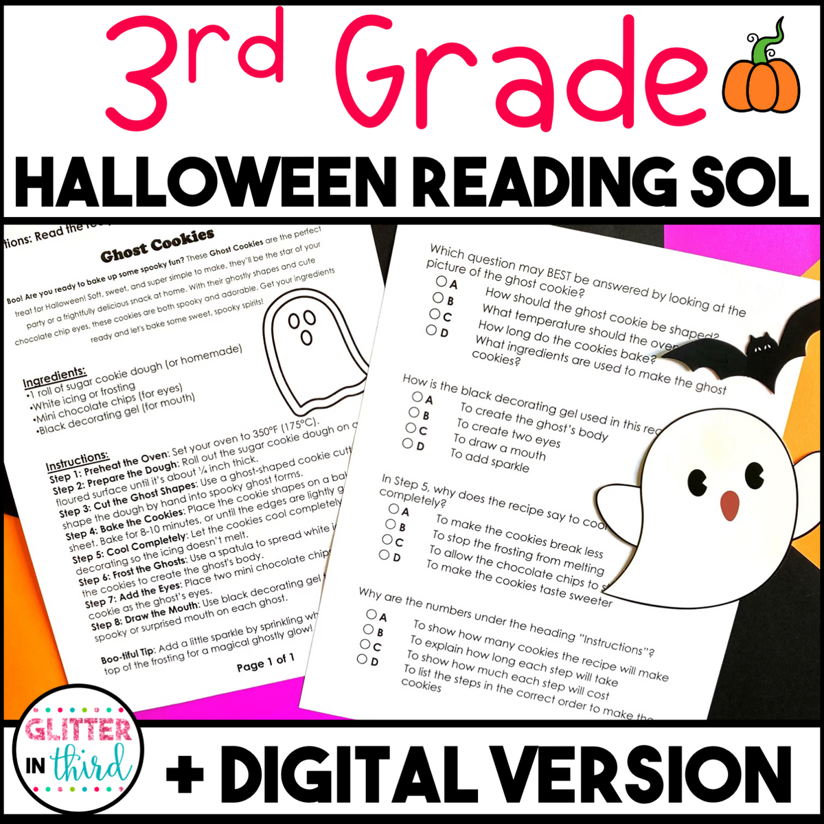 Halloween 3rd Grade Reading SOL Passage Review Glitter In Third