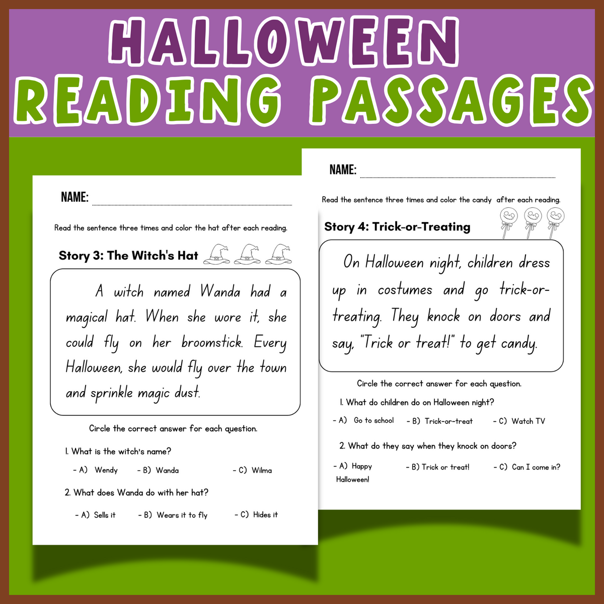 Halloween 3rd Grade Reading SOL Passage Review Glitter In Third