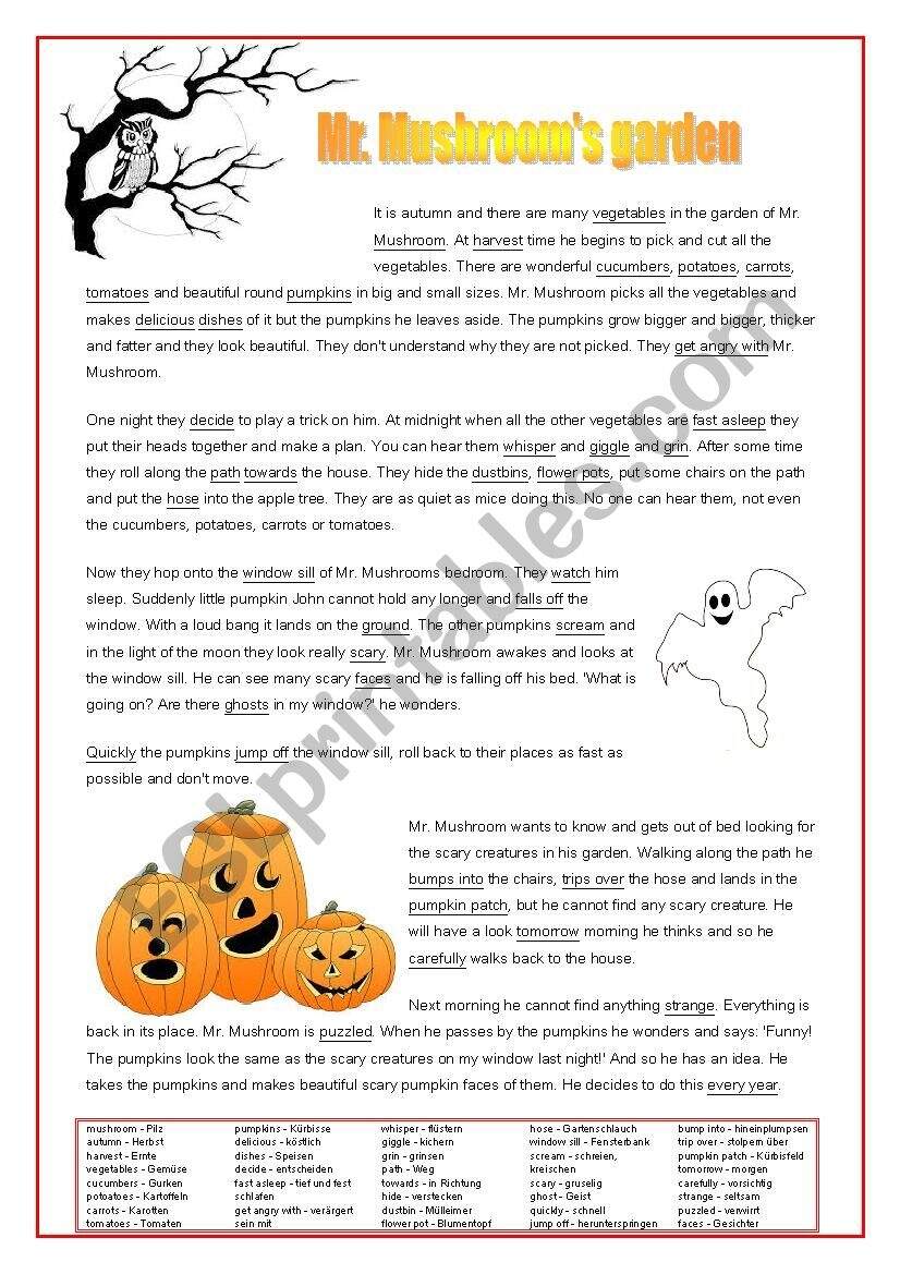 Halloween Story ESL Worksheet By Margit Deinhofer Halloween Story ESL Worksheet By Margit Deinhofer
