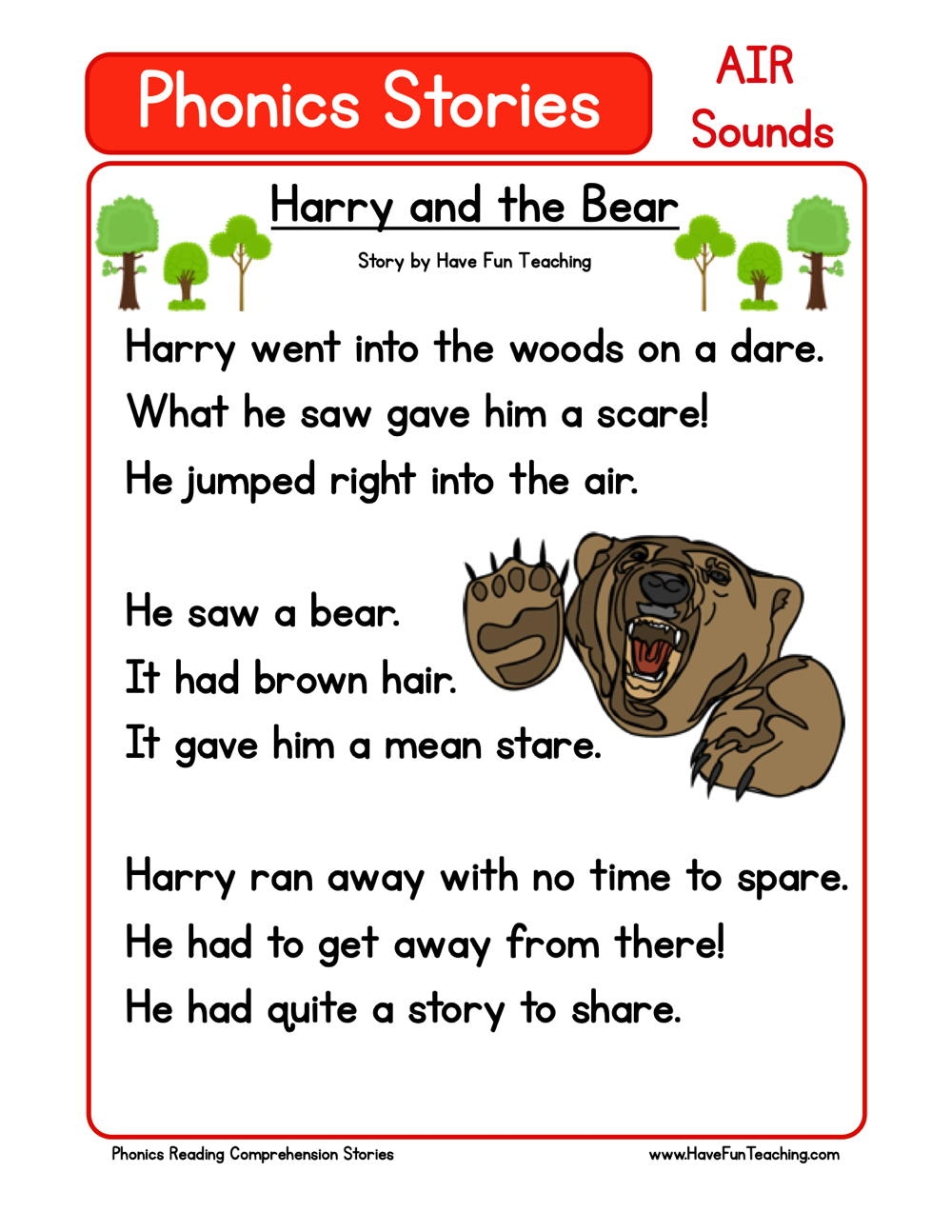 Mark S Barn Phonics Reading Comprehension Story Worksheet AR Sound Have Fun Teaching