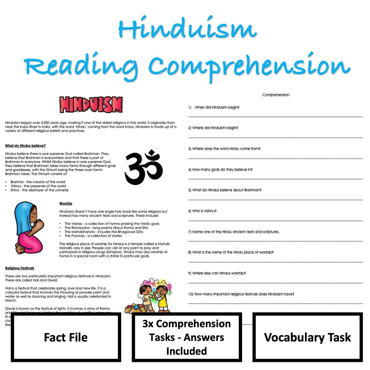 Hinduism Reading Comprehension Teaching Resources Hinduism Reading Comprehension Teaching Resources