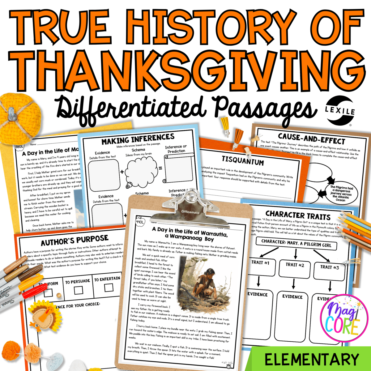 History Of Thanksgiving Reading Comprehension Passages MagiCore