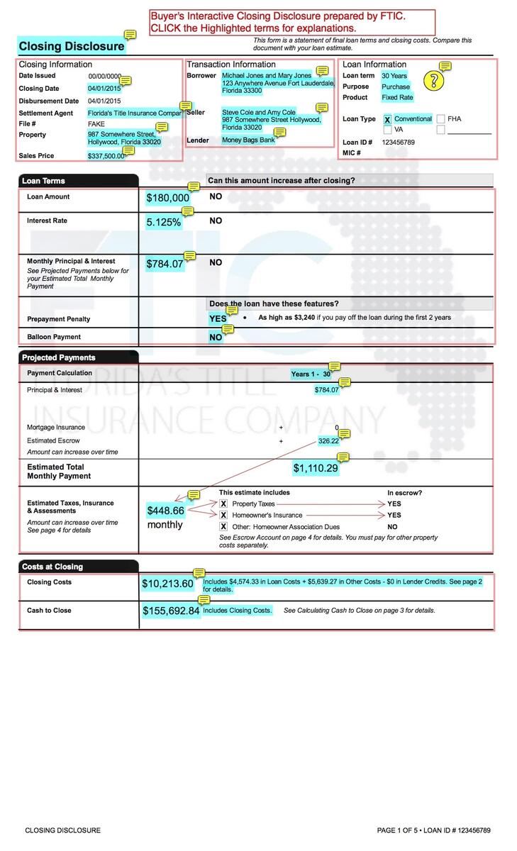 How To Read A Buyer s Closing Disclosure Florida s Title Insurance Company