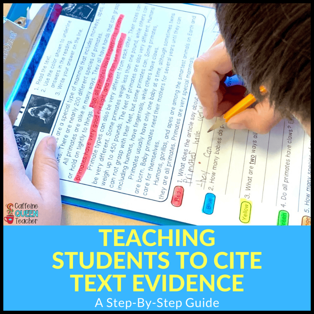 How To Teach Students To Find Text Evidence Caffeine Queen Teacher