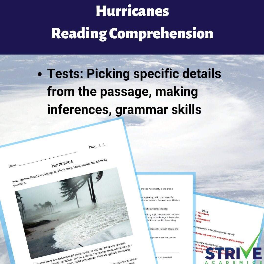 Reading Comprehension Hurricane Solutions Made By Teachers