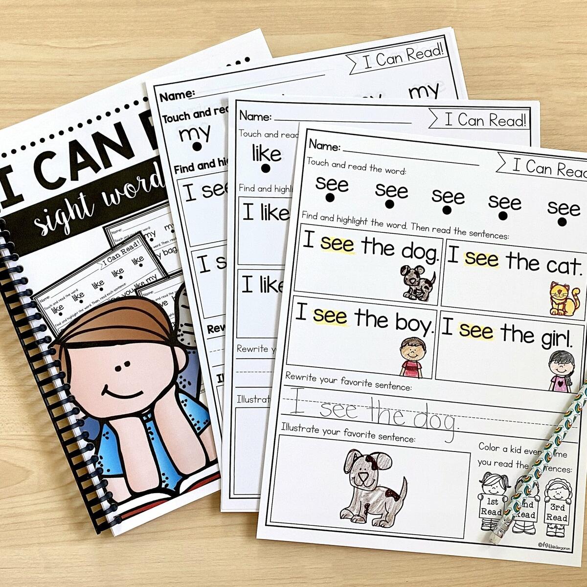 I Can Read Sight Word Fluency Kindergarten Worksheets Miss Kindergarten Read And Color Worksheet Free Printable Digital PDF