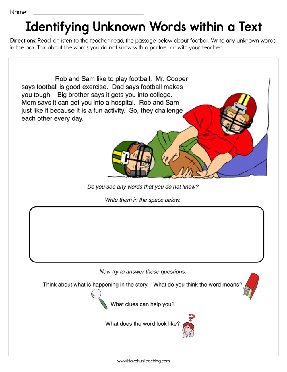 Identifying Unknown Words In A Text Worksheet Have Fun Teaching Identifying Unknown Words In A Text Worksheet Have Fun Teaching