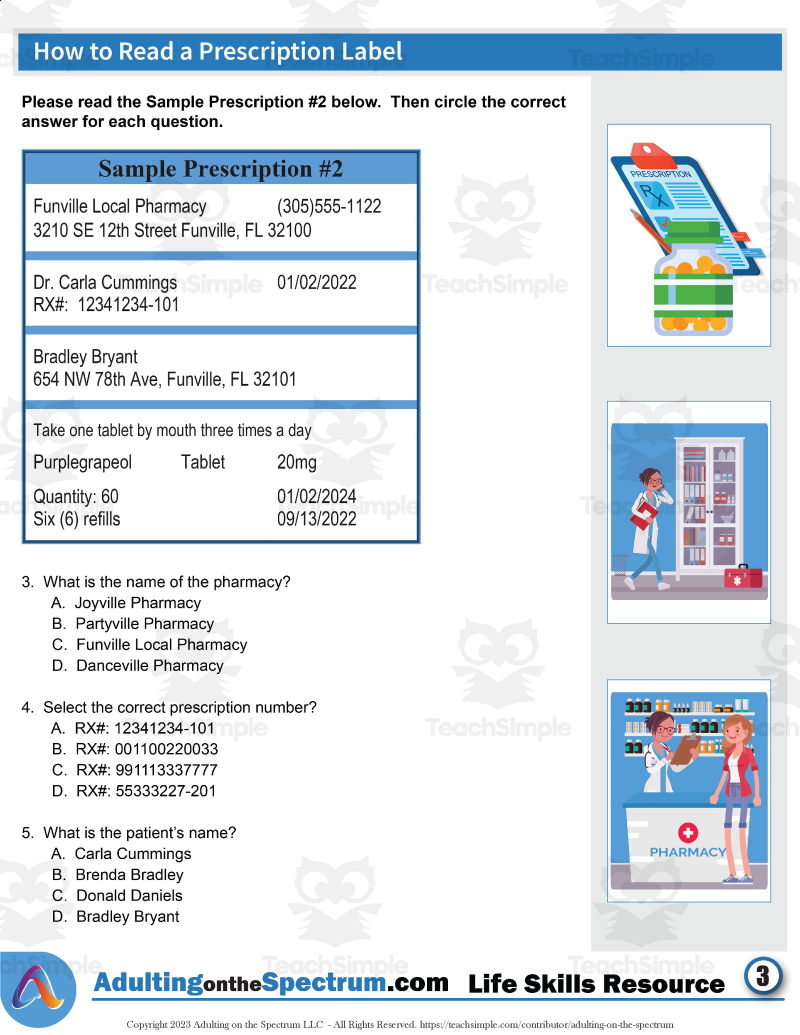 Independent Living Skills How To Read A Prescription Label By Teach Simple Independent Living Skills How To Read A Prescription Label By Teach Simple