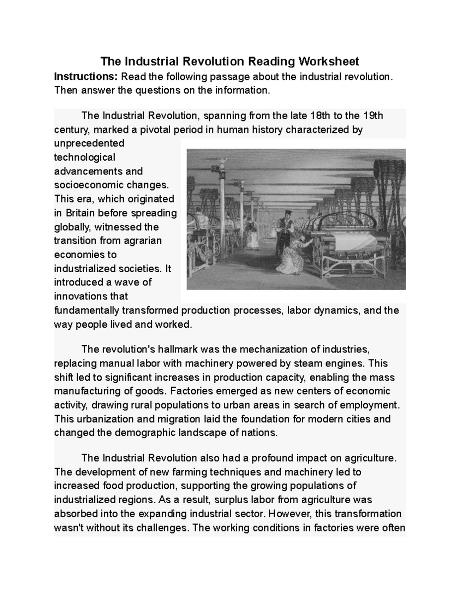 Industrial Revolution Reading Worksheet Free Editable Studocu Industrial Revolution Reading Worksheet Free Editable Studocu