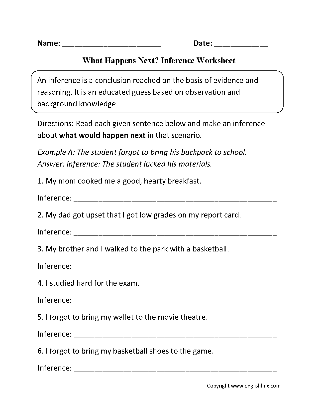 Inference Worksheets Printable Inference Practice For Grades 4 12 Inference Worksheets Printable Inference Practice For Grades 4 12
