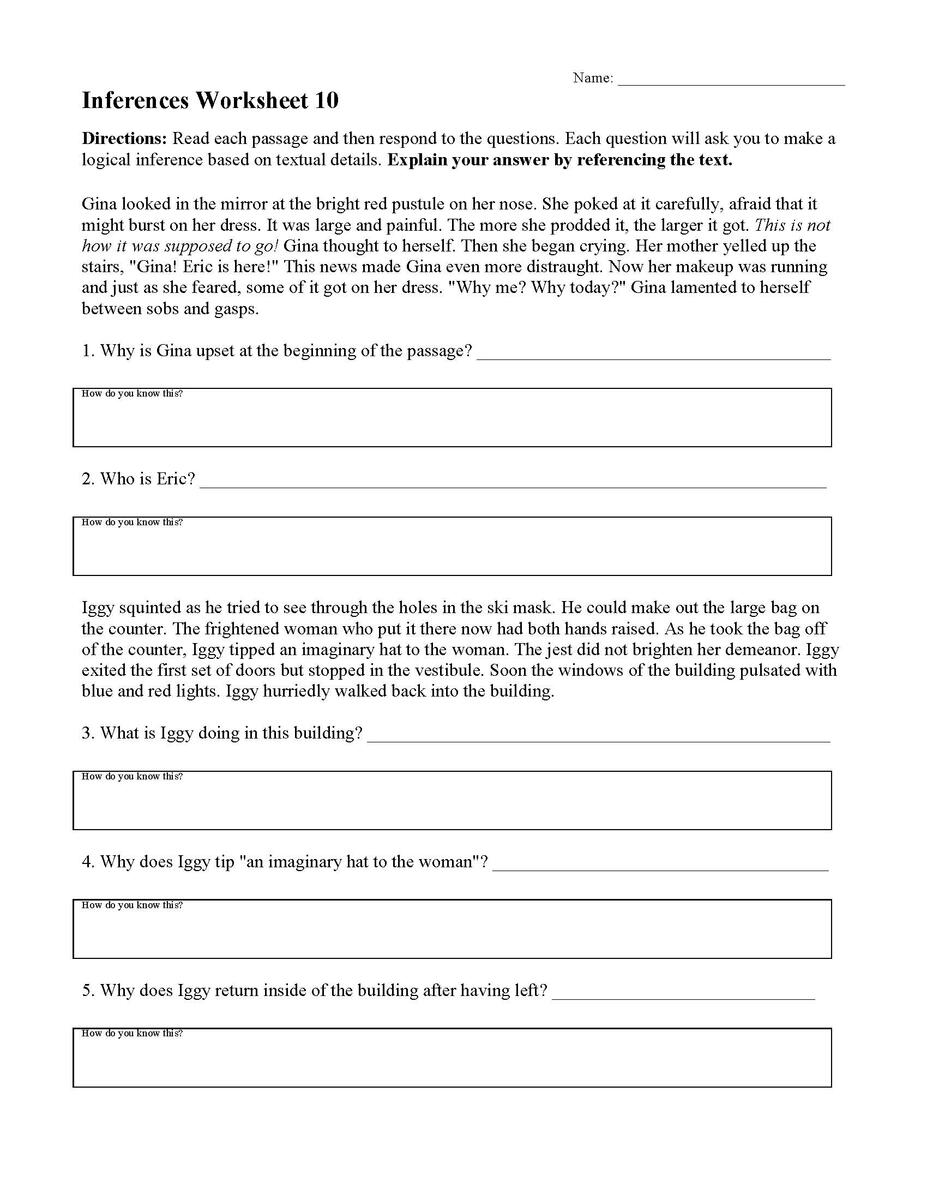 Inferences Worksheet 10 Reading Activity Worksheets Library
