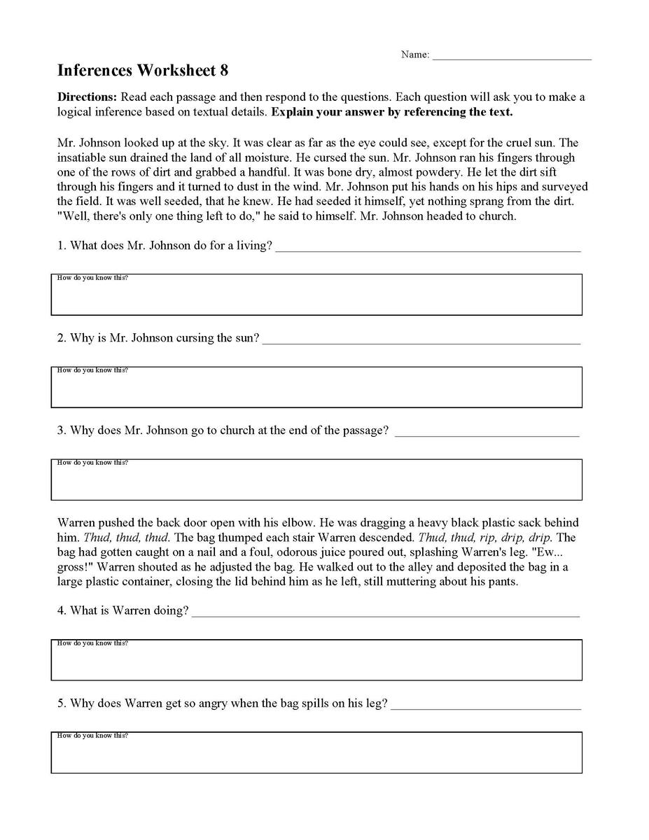 Inferences Worksheet 8 Reading Activity Reading Comprehension Test Online Activity Worksheets Library