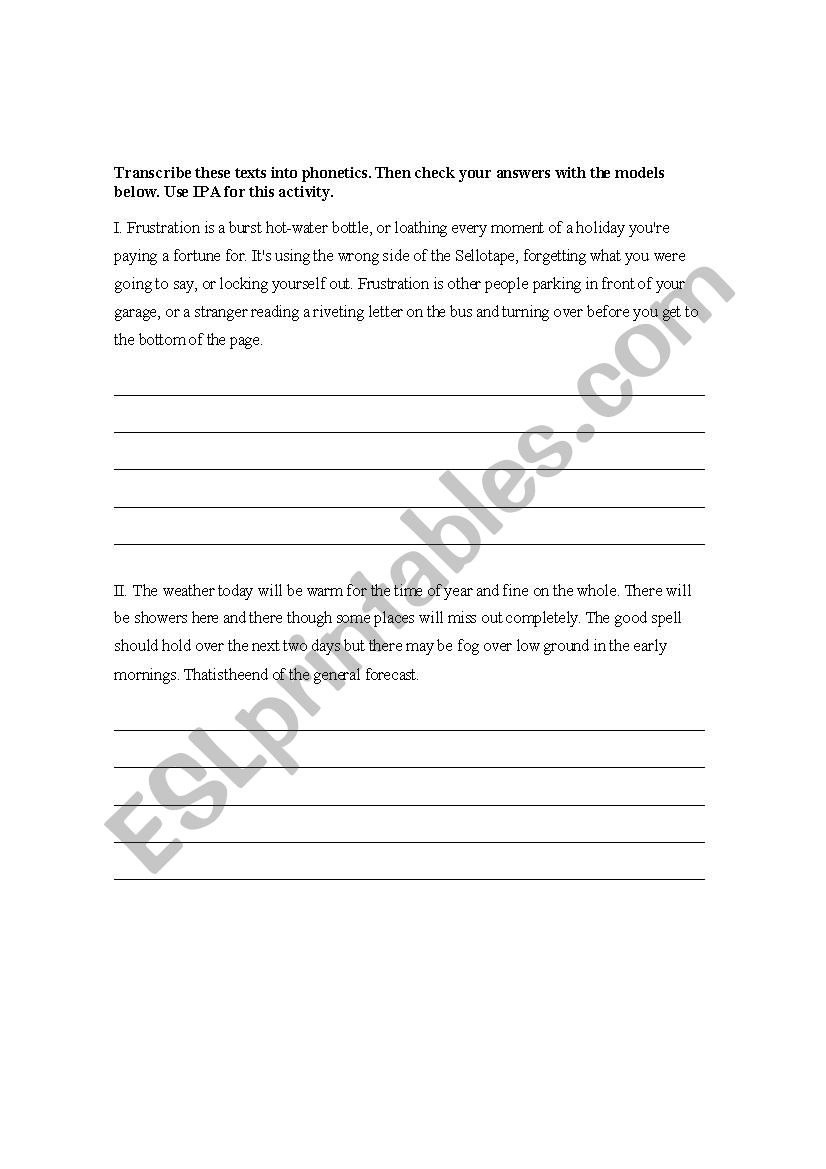 IPA Transcription Practice For Phonetics With Keys ESL Worksheet By Schwa1 IPA Transcription Practice For Phonetics With Keys ESL Worksheet By Schwa1