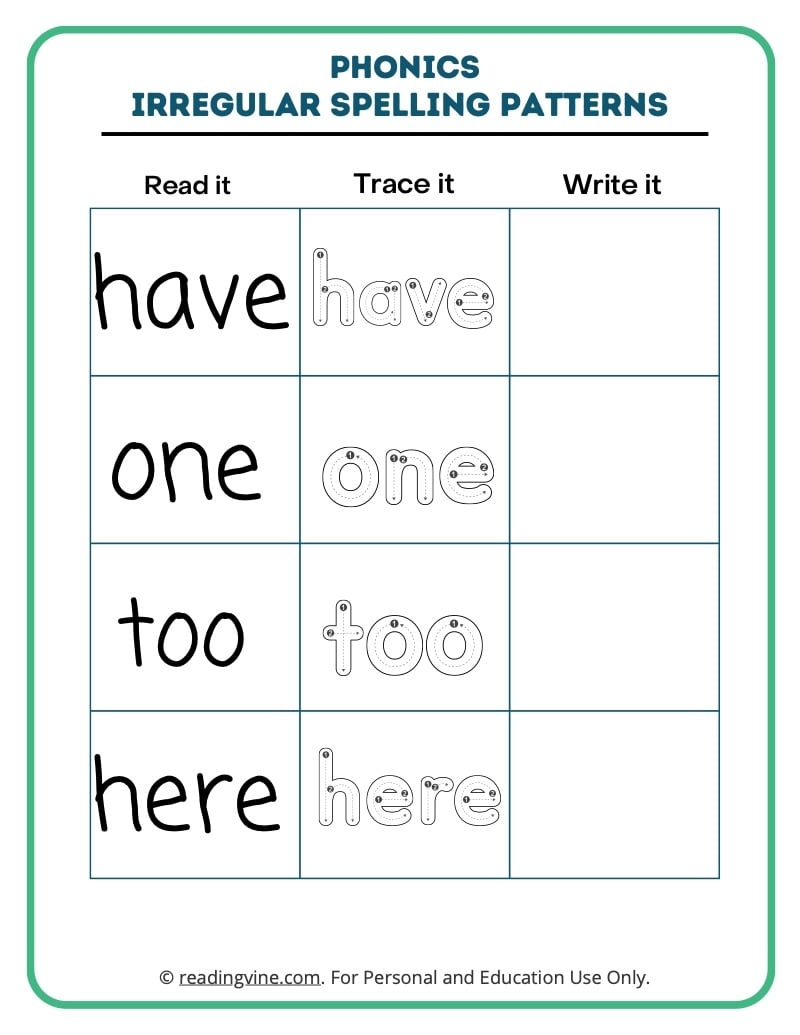 Irregular Spelling Patterns Worksheets ReadingVine Irregular Spelling Patterns Worksheets ReadingVine