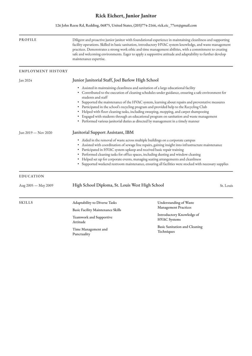 Janitor Resume Examples Templates 2025 Resume Io