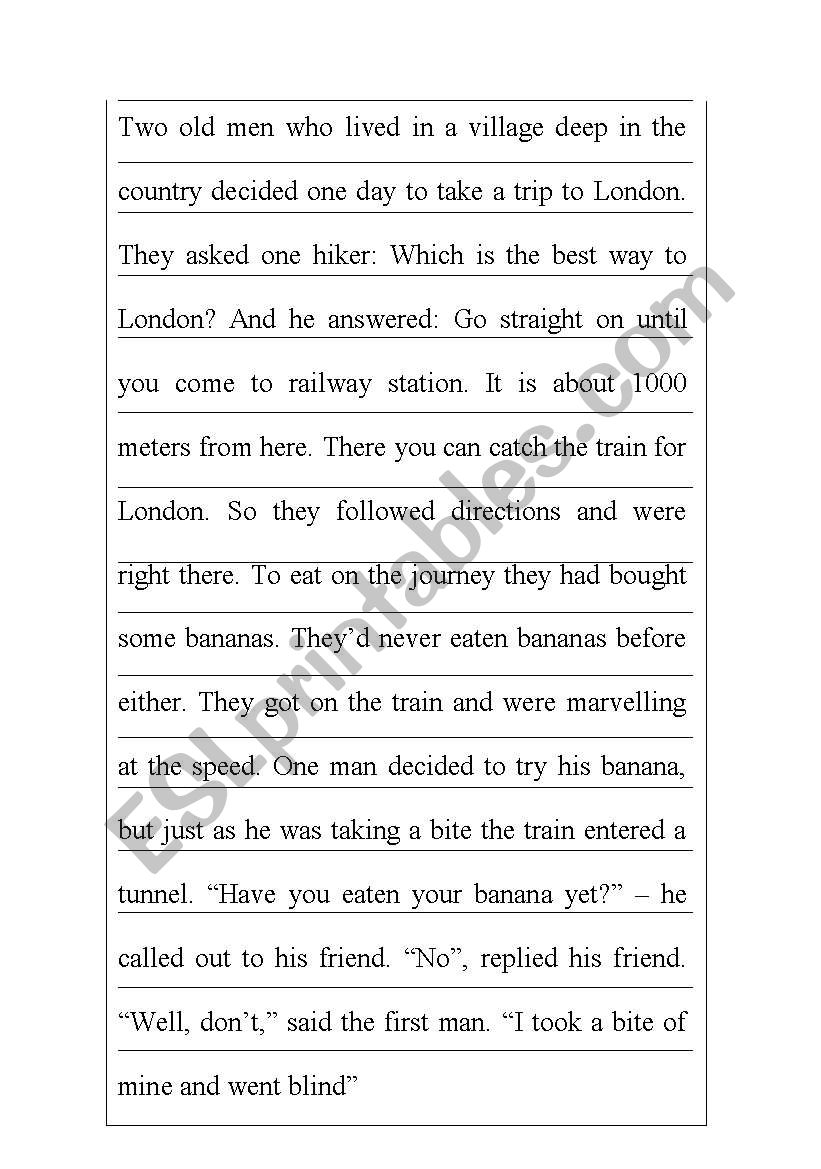 Jigsaw Reading ESL Worksheet By Dianka15 Worksheets Library