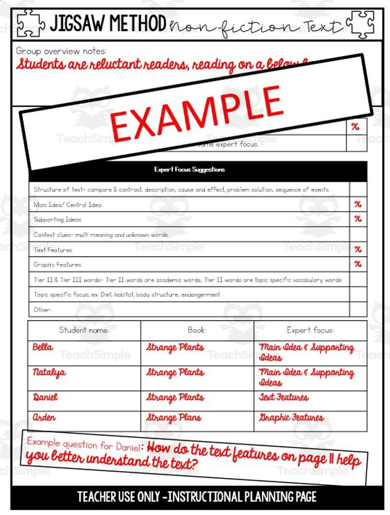 Jigsaw Reading Method Planning Guide By Teach Simple Jigsaw Reading Method Planning Guide By Teach Simple