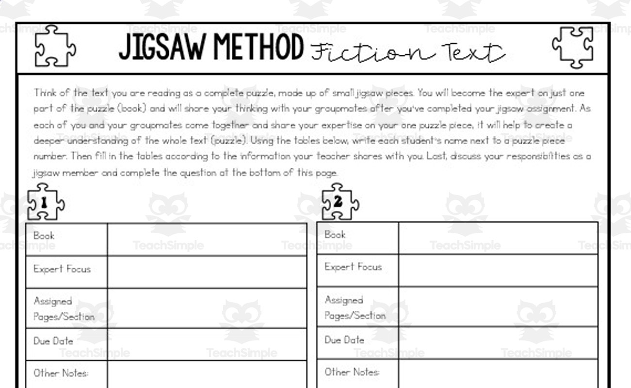 Jigsaw Reading Method Planning Guide By Teach Simple