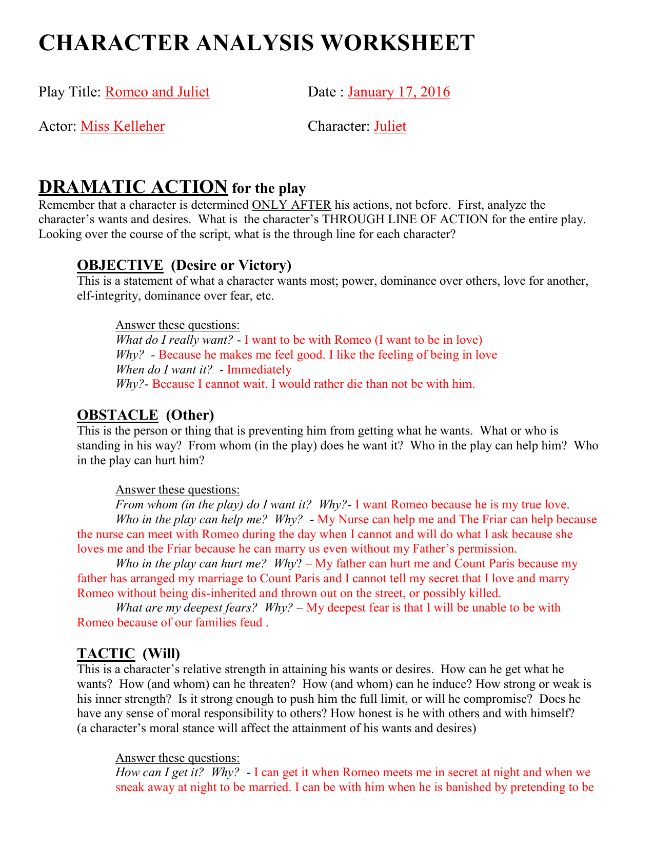 Juliet Character Analysis Worksheet Romeo And Juliet