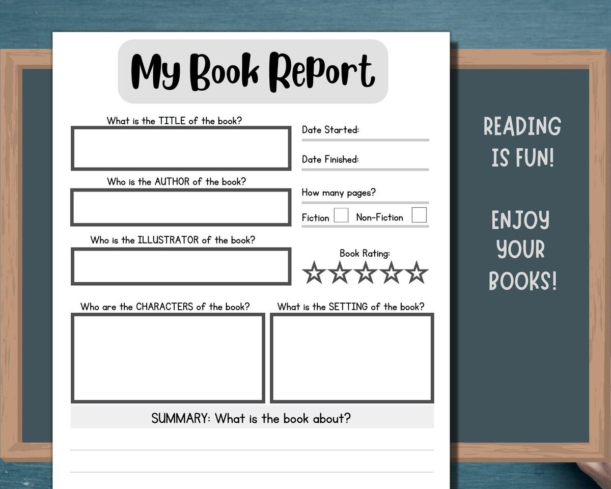 Kids Summer Book Report Etsy FREE Printable Book Report Worksheets And Template Form