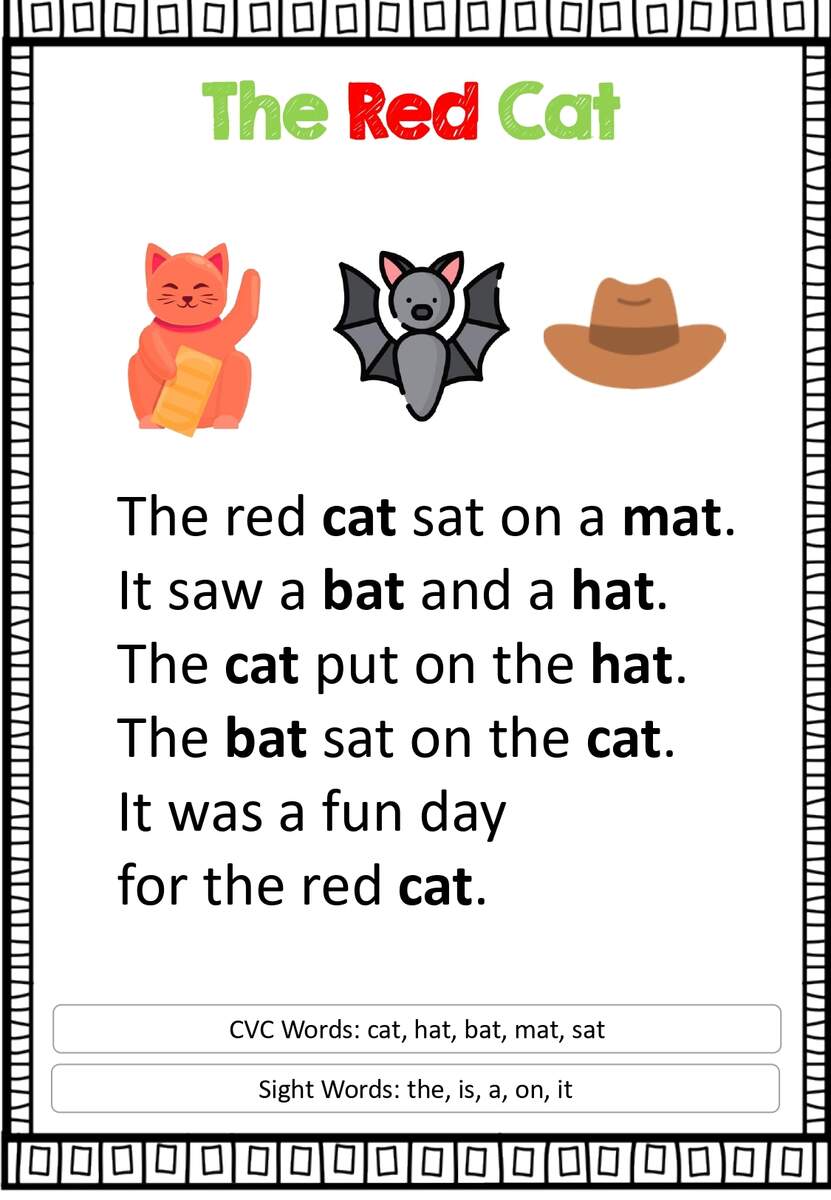Kindergarten CVC And Sight Words Passages Eduflakes