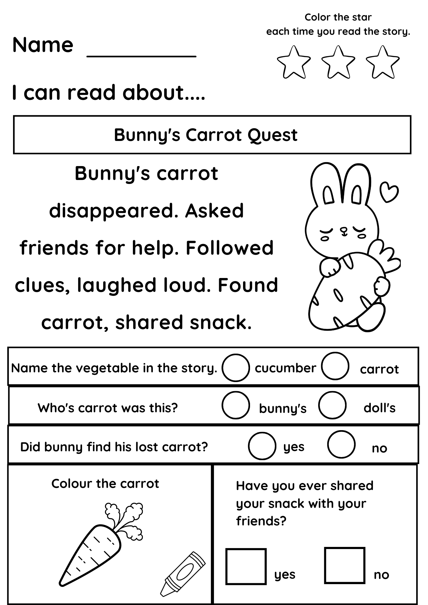 Kindergarten Reading Worksheets And Printables Free Kindergarten Reading Comprehension Worksheet Level A