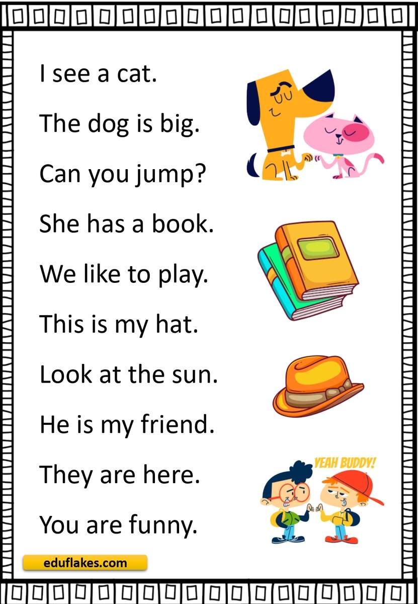 Kindergarten Sight Words Sentences Free PDF Eduflakes CVC Sentences With Read Match Worksheets Literacy Learn