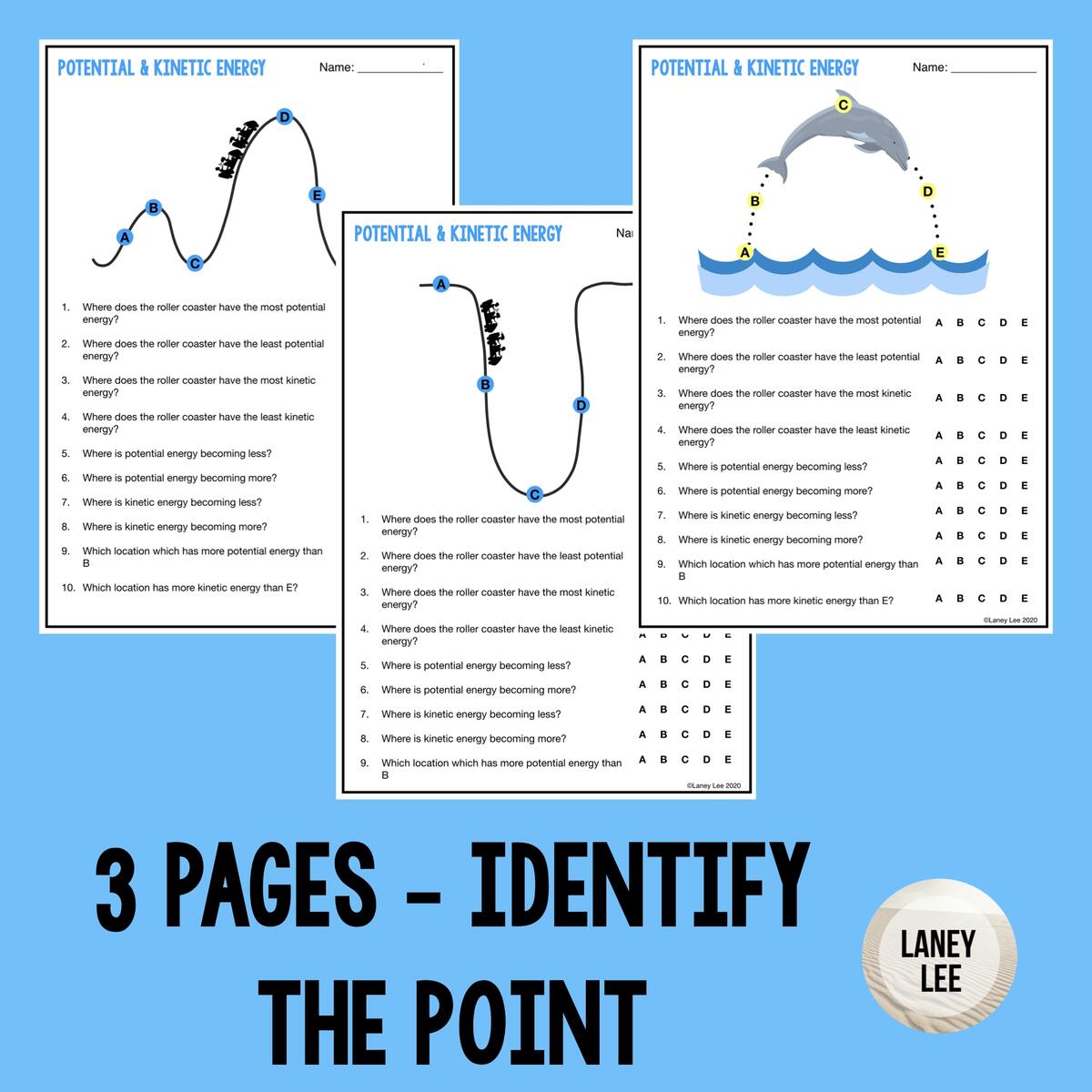 Kinetic And Potential Energy Practice Worksheets Digital Version