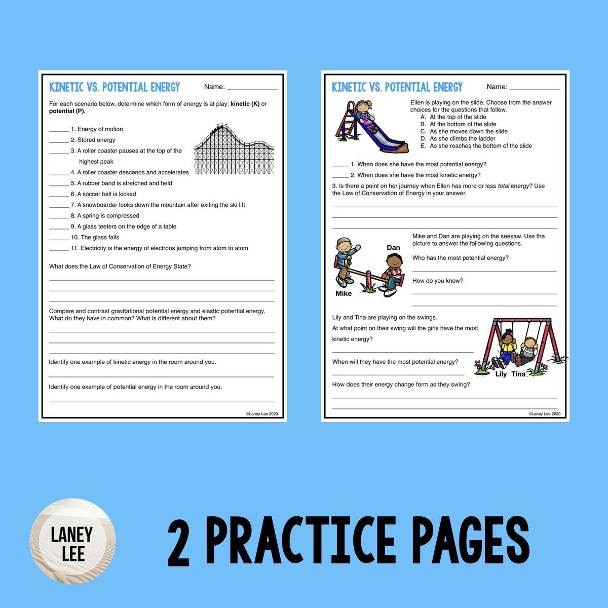 Kinetic And Potential Energy Worksheets Printable
