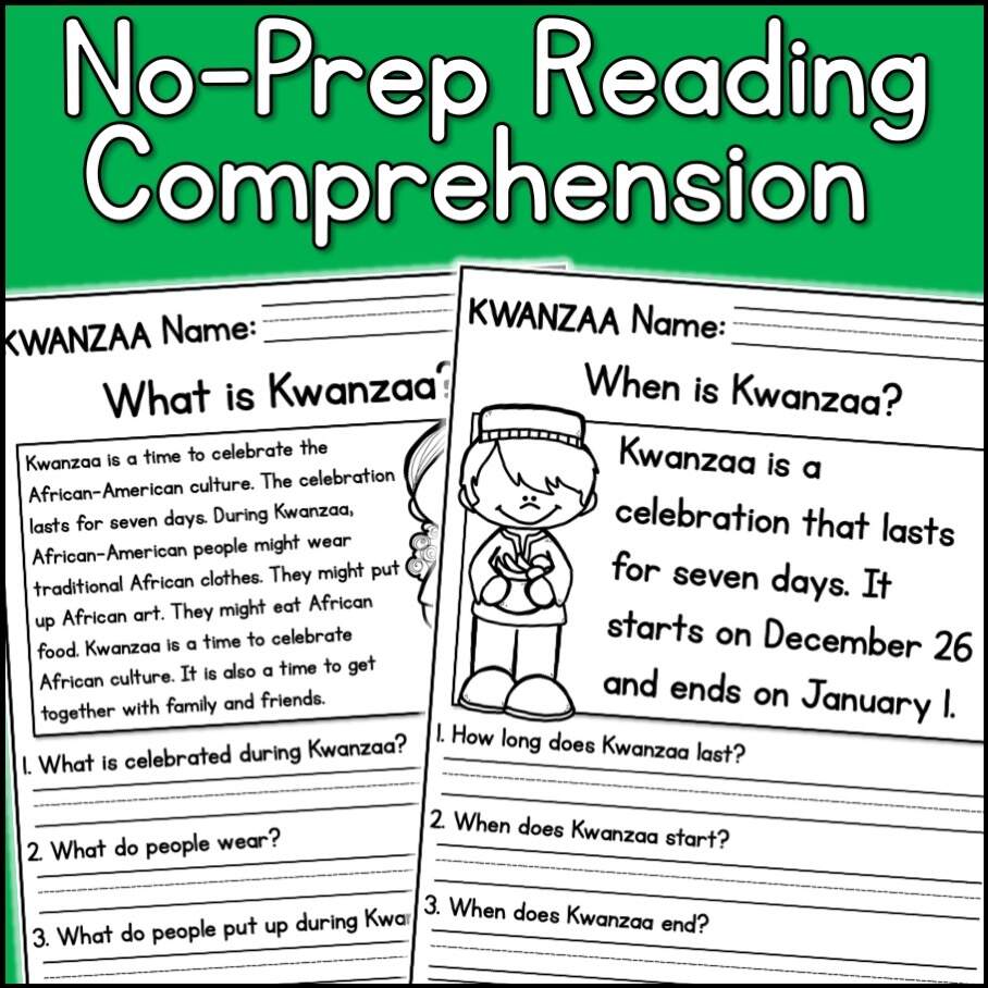 Kwanzaa Holidays Reading Comprehension Passages K 2 Classful