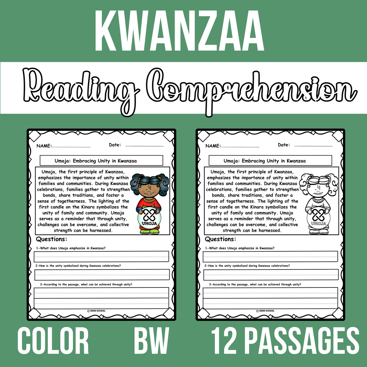 Kwanzaa Principles Reading Comprehension Passage And Questions Made By Teachers