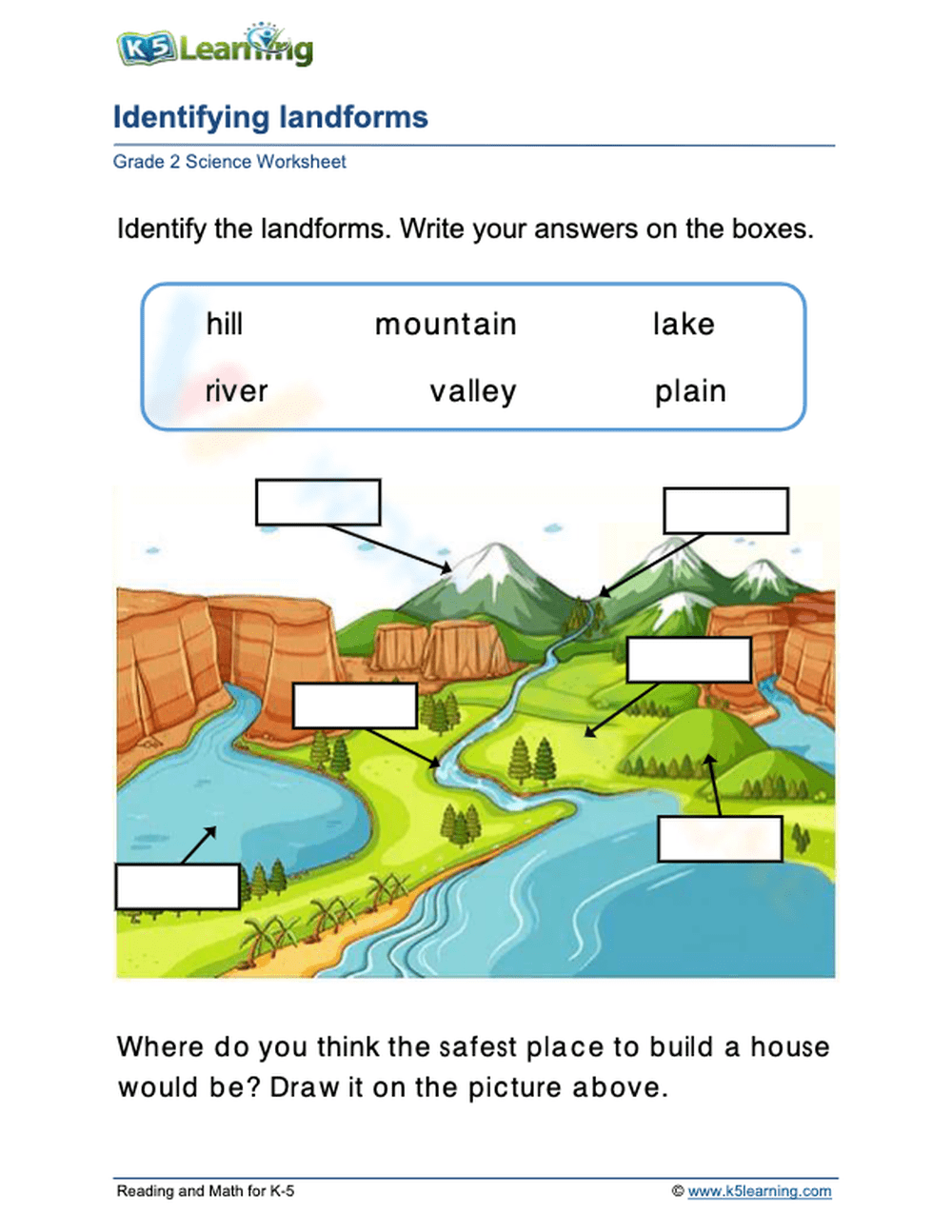 Landforms Worksheets Printable