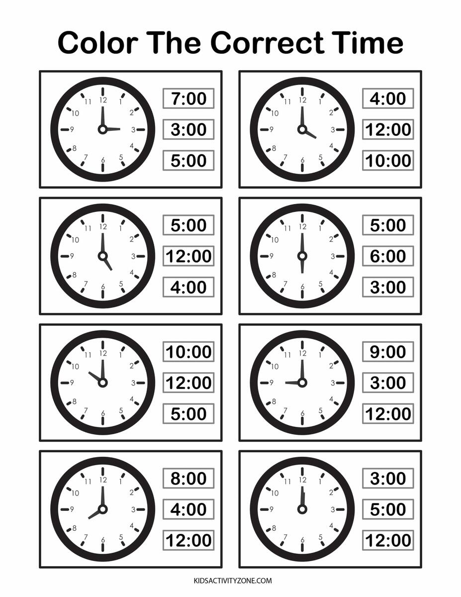 Learn How To Tell Time Worksheets Kids Activity Zone