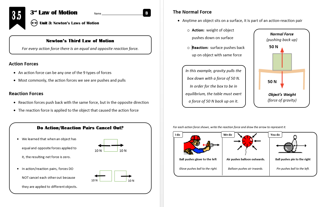 Lesson 3 5 Newton s 3rd Law Of Motion Force Pairs Classful
