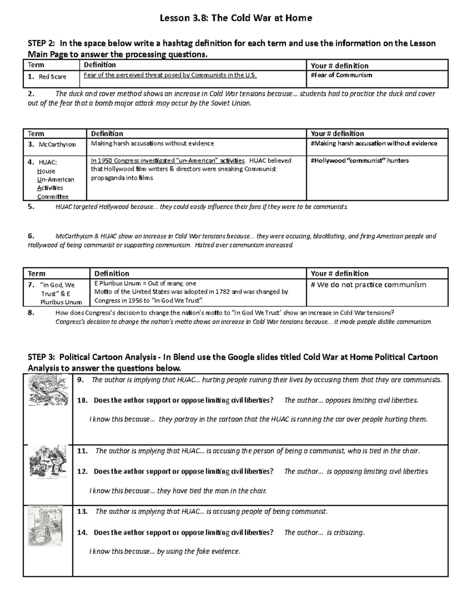 Lesson 3 8 Cold War At Home Worksheet And Key Concepts Analysis 21 22 Studocu Lesson 3 8 Cold War At Home Worksheet And Key Concepts Analysis 21 22 Studocu