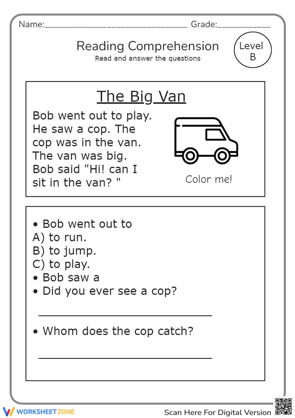 Level B Reading Comprehension Worksheets Level B Reading Comprehension Worksheets