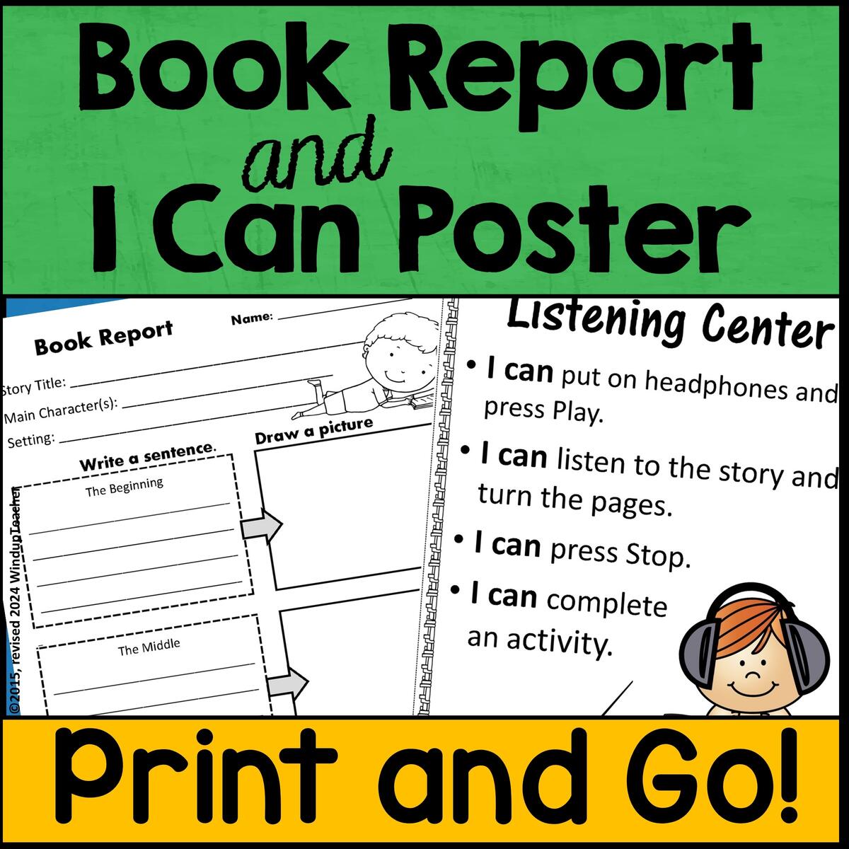 Listening Center Response Sheets Editable Book Report Writing Paper Classful