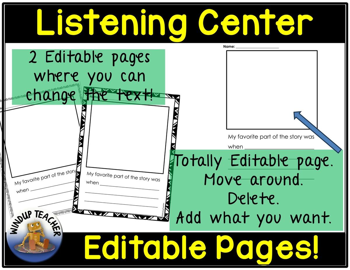 Listening Center Response Sheets Editable Book Report Writing Paper Classful