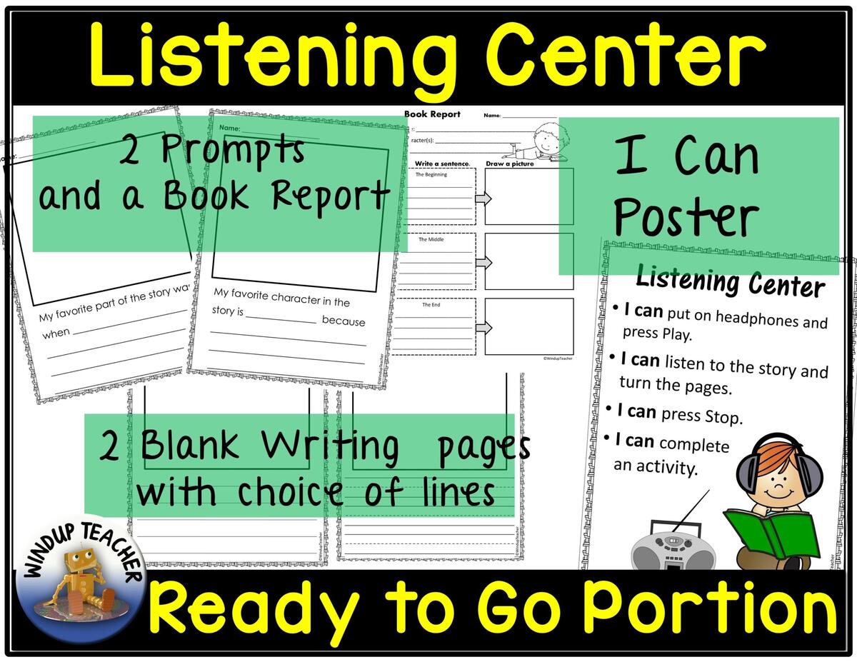 Listening Center Response Sheets Editable Book Report Writing Paper Classful