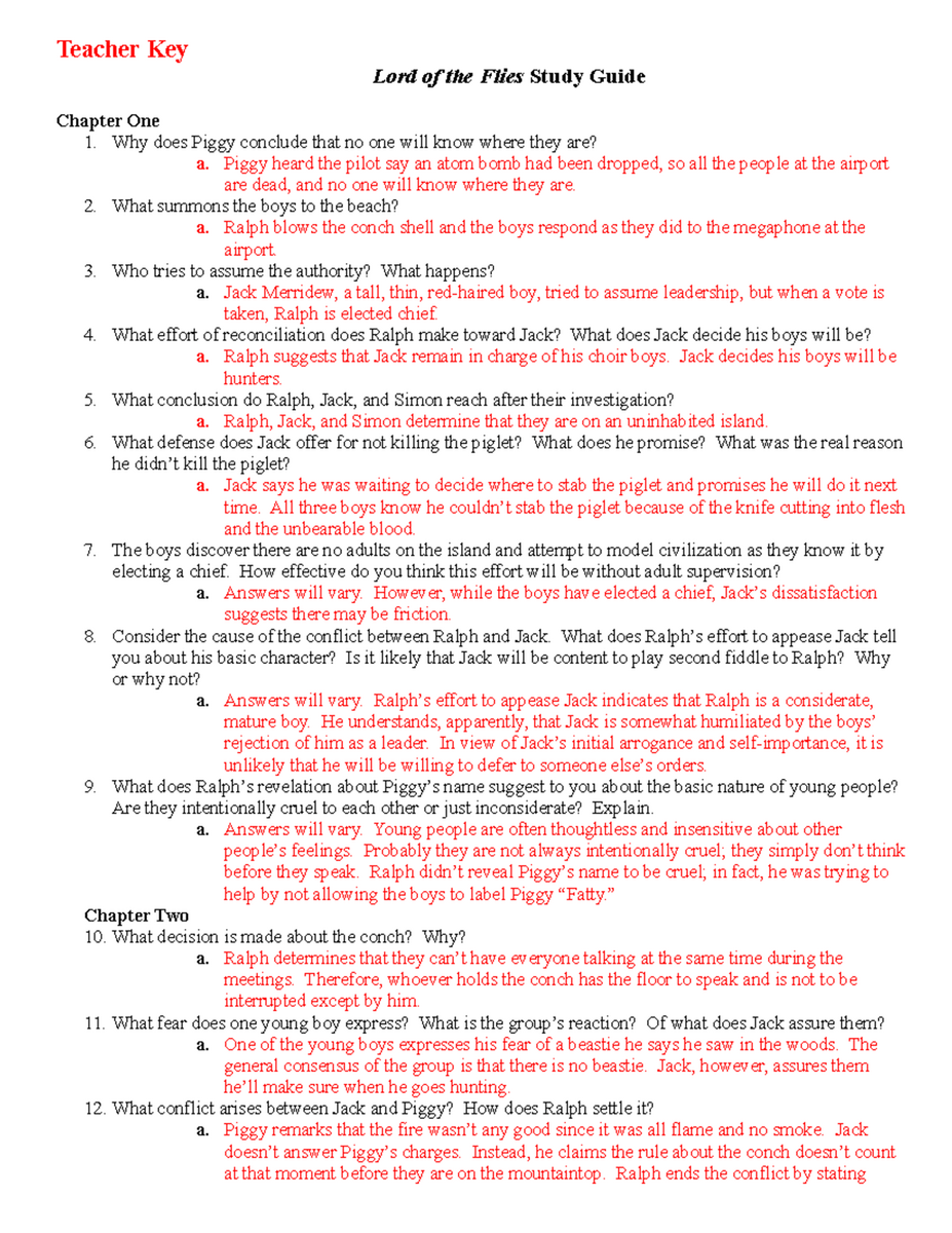 Lord Of The Flies Study Guide Teacher S Key Chapters 1 8 Studocu Lord Of The Flies Study Guide Teacher S Key Chapters 1 8 Studocu