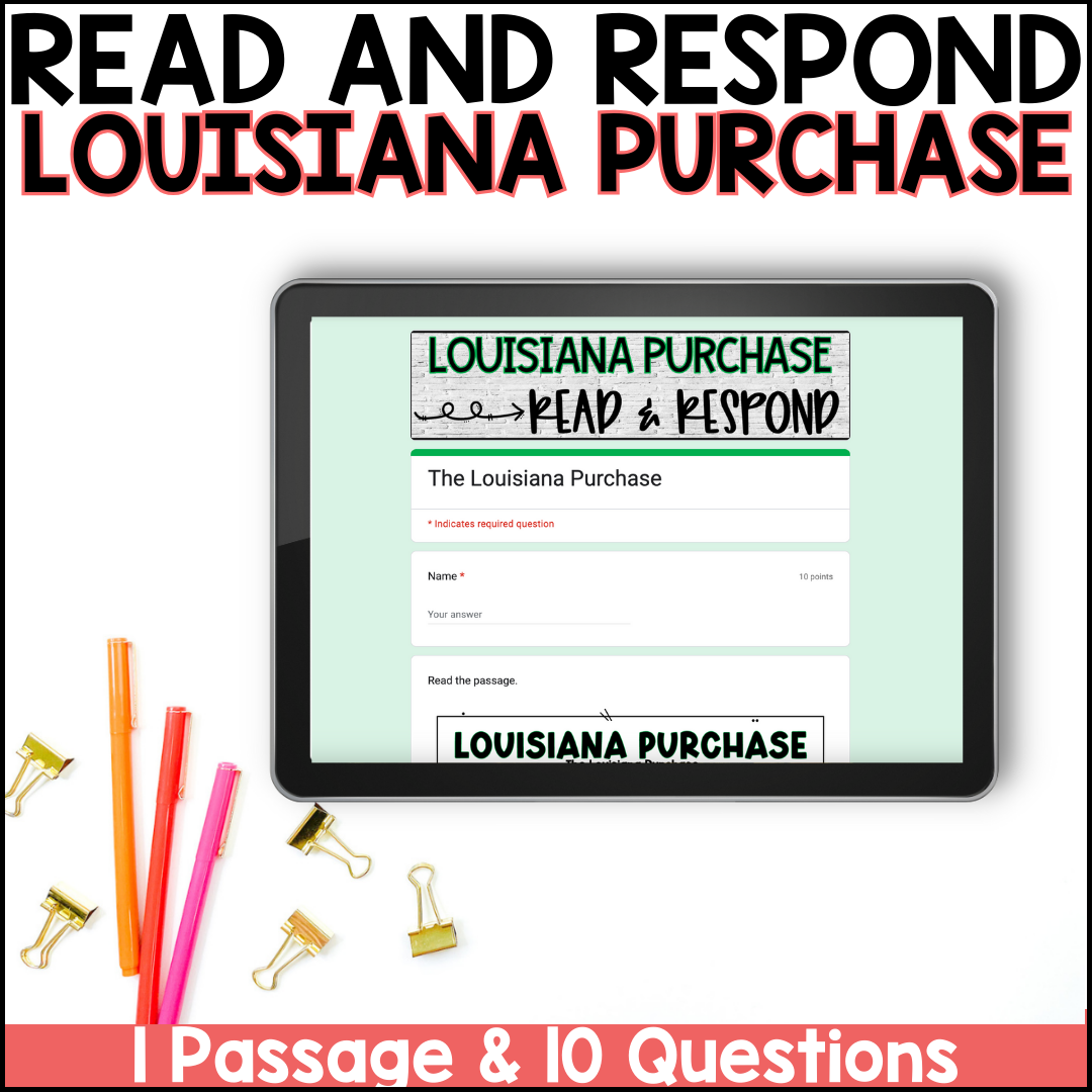 Louisiana Purchase Reading Comprehension Questions History Centers Passage A Teacher S Wonderland Louisiana Purchase Reading Comprehension Questions History Centers Passage A Teacher S Wonderland
