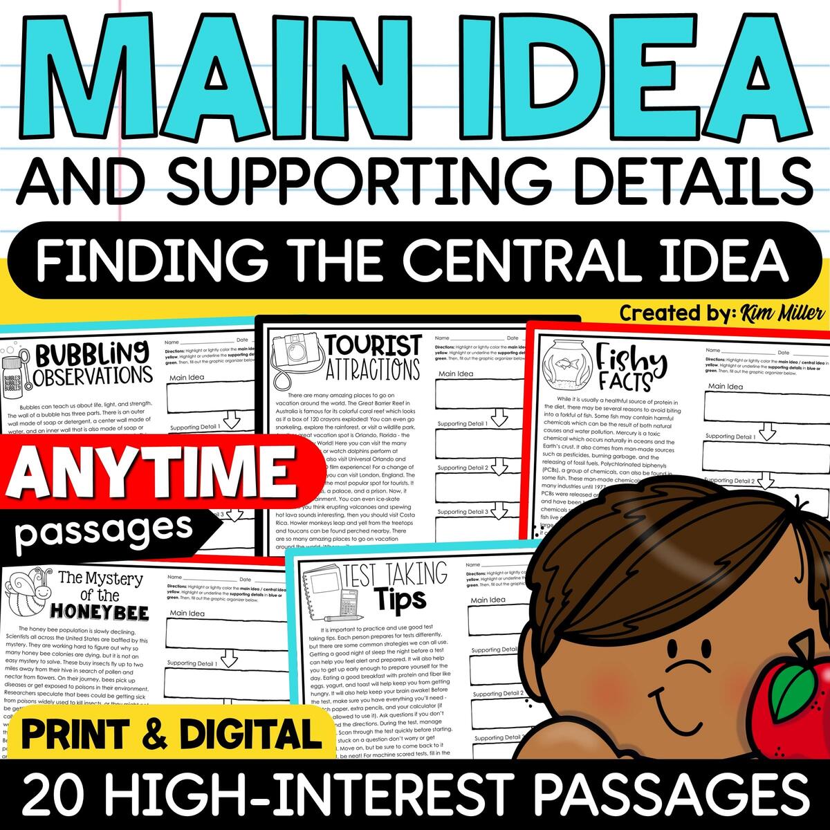 Main Idea And Supporting Details Reading Passages Graphic Organizers Worksheets A Love Of Teaching Kim Miller Main Idea And Supporting Details Reading Passages Graphic Organizers Worksheets A Love Of Teaching Kim Miller