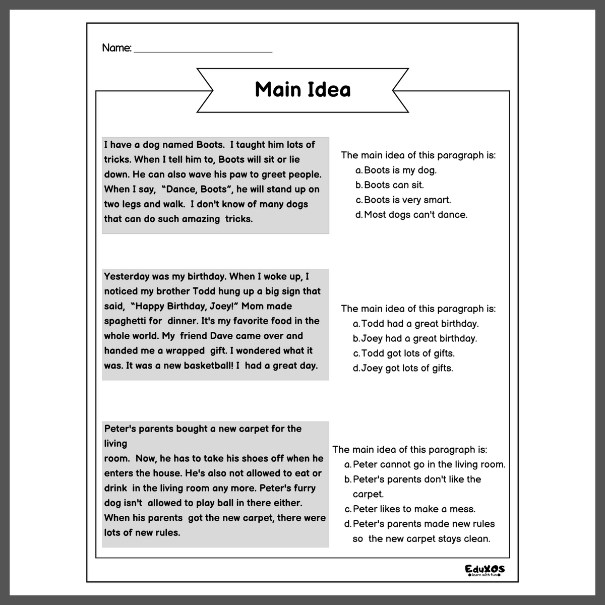 Main Idea Read Each Paragraph And Find The Main Idea Reading Comprehension Made By Teachers Main Idea Read Each Paragraph And Find The Main Idea Reading Comprehension Made By Teachers